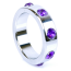 Эрекционное кольцо с фиолетовыми кристаллами Boss Series Metal Ring Diamonds Large, серебряное - Фото №1