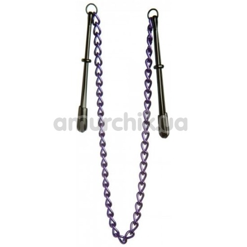 Зажимы для сосков длинные с цепочкой Lucky Bay Nipple Play Chain, фиолетовые - Фото №1