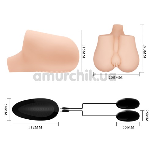 Штучна вагіна та анус з вібрацією Crazy Bull Vagina And Anal 113Z-1, тілесна