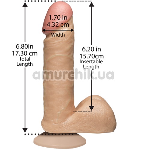 Фалоімітатор The Realistic Cock 17.3 см з мошонкою, тілесний