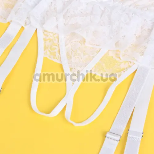Комплект Star Night Lace Flower Set, белый: пояс для чулок + трусики