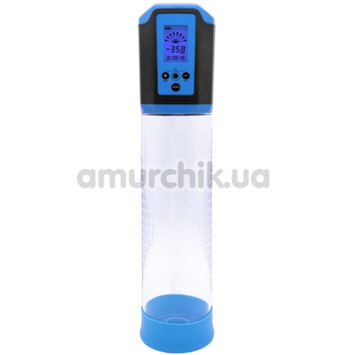 Вакуумная помпа Men Powerup Passion Pump Premium Rechargeable Automatic LCD, голубая - Фото №1