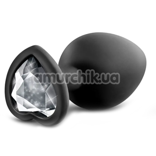 Анальная пробка с прозрачным кристаллом Temptasia Bling Plug Small, черная - Фото №1