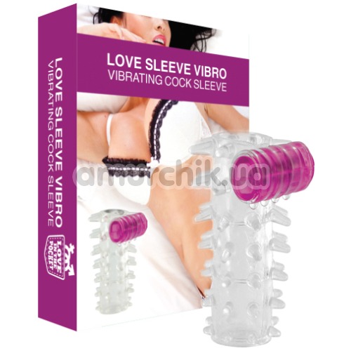 Насадка на пенис с вибрацией Love Sleeve Vibro, прозрачная