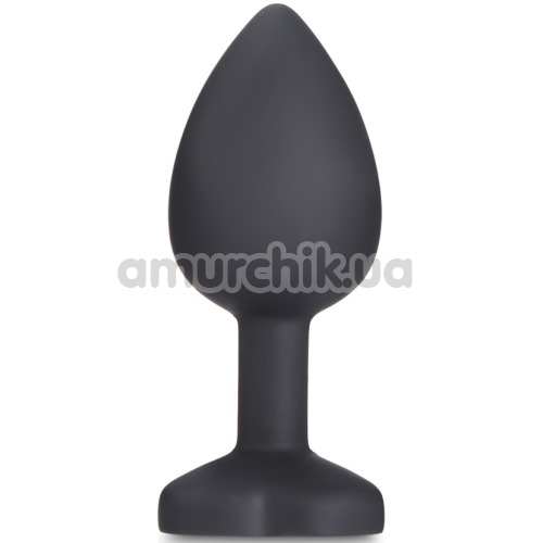 Анальная пробка с чёрным кристаллом Silicone Jewelled Butt Plug Heart Small, черная