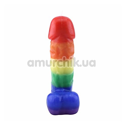 Свічка у вигляді пеніса Rainbow Pecker Party Candle, мультикольорова