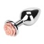 Анальна пробка зі світло-рожевою трояндочкою Loveshop Flower, срібна - Фото №0