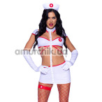 Костюм медсестри Leg Avenue Heartstopping Nurse Costume білий: сукня + чепчик + перчатки + гартер - Фото №1