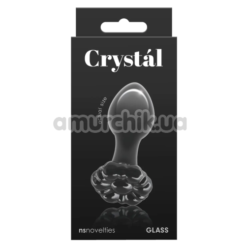 Анальна пробка Crystal Glass Flower, чорна