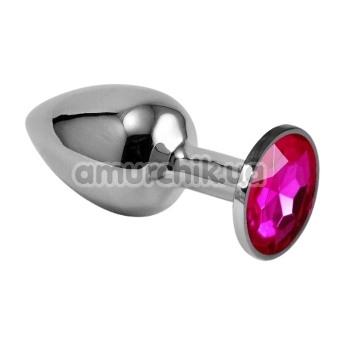 Анальна пробка з рожевим кристалом Rosebud Classic Metal Plug S, срібна - Фото №1