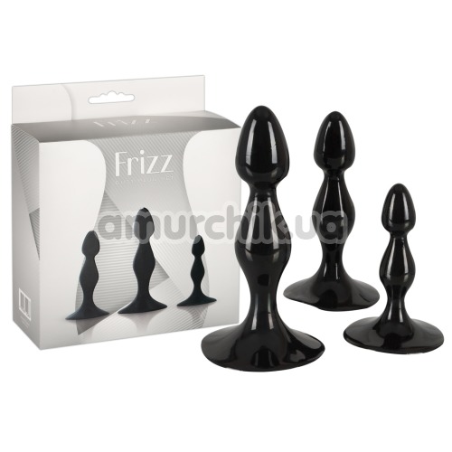 Набір з 3 анальних пробок Frizz Butt Plug Set, чорний