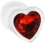 Анальная пробка с красным кристаллом Booty Sparks Heart Gem Glass Anal Plug L, прозрачная - Фото №1