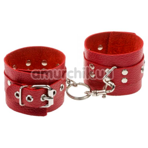Наручники sLash Leather Rastraints Hand Cuffs, червоні - Фото №1