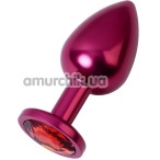 Анальная пробка с красным кристаллом Toyfa Metal 717008-99, розовая - Фото №1