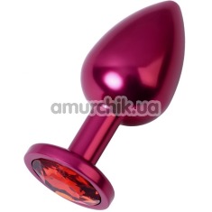 Анальна пробка з червоним кристалом Toyfa Metal 717008-99, рожева - Фото №1