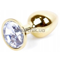 Анальная пробка с прозрачным кристаллом Exclusivity Jewellery Gold Plug, золотая - Фото №1