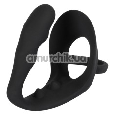 Стимулятор простаты с эрекционным кольцом Black Velvets Ring & Plug, черный - Фото №1