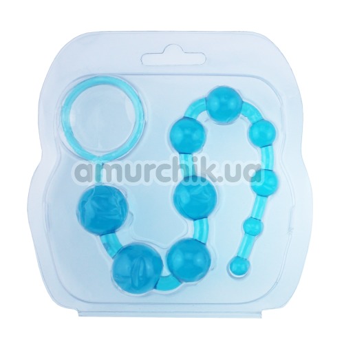 Анальная цепочка Anal Beads с петелькой, голубая