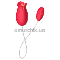 Симулятор орального сексу з віброяйцем Letcher Flowers Love Egg, червоний - Фото №1