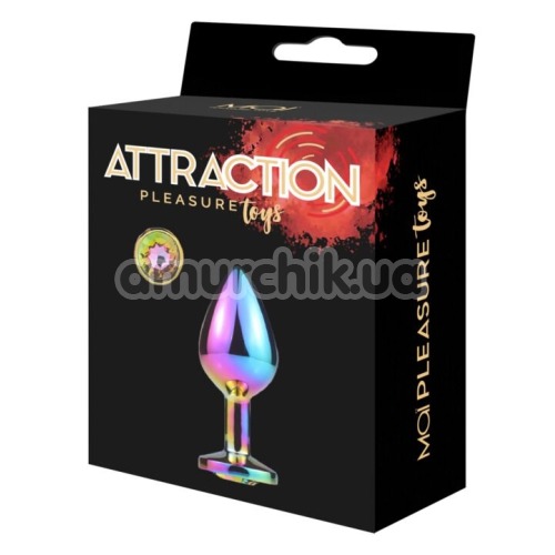 Анальная пробка с радужным кристаллом Mai Attraction Pleasure Toys M №73, радужная