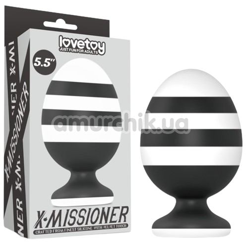 Анальна пробка Love Toy X-Missioner Butt Plug 5.5, чорно-біла