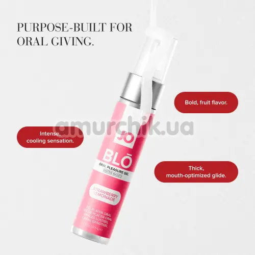 Гель для орального секса с охлаждающим эффектом JO Blo Strawberry Lemonade - клубничный лимонад, 30 мл