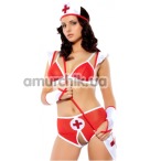 Костюм медсестри Love Party Sexy Nurse: бюстгалтер + трусики-шортики + чіпець + сумочка - Фото №1