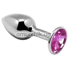 Анальна пробка з рожевим кристалом Alive Anal Pleasure Mini Metal Butt Plug S, срібна - Фото №1