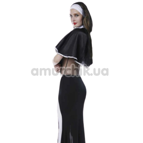 Костюм монашки JSY Nun Costume 6035 чорно-білий: сукня + головний убір + накидка