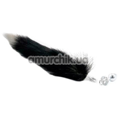 Анальна пробка з хвостом лисиці DS Fetish Anal Plug Faux Fur Fox Tail знімна, чорна - Фото №1