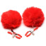 Затискачі для сосків з помпонами Charmed Pom Pom Nipple Clamps, червоні - Фото №2
