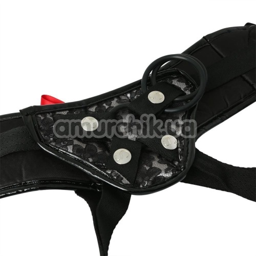 Трусики для страпона Sportsheets Platinum Lace Corsette Strap-On, чорні