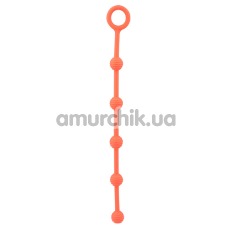 Анальний ланцюжок Delight Throb ребриста, 25 см, помаранчевий - Фото №1