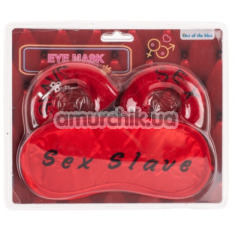 Набір: маска на очі Eye Mask Sex Slave + наручники Slave Sex, червоно-чорний - Фото №1