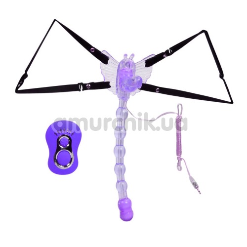 Многофункциональный вибратор Crystal Jade Butterfly Anal фиолетовый - Фото №1