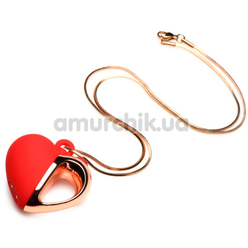 Вибратор-подвеска в виде сердечка Charmed Vibrating Silicone Heart Necklace, красный - Фото №1