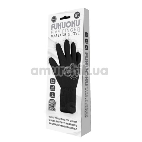 Перчатка для массажа с вибрацией Fukuoku Five Finger Massage Glove, черная