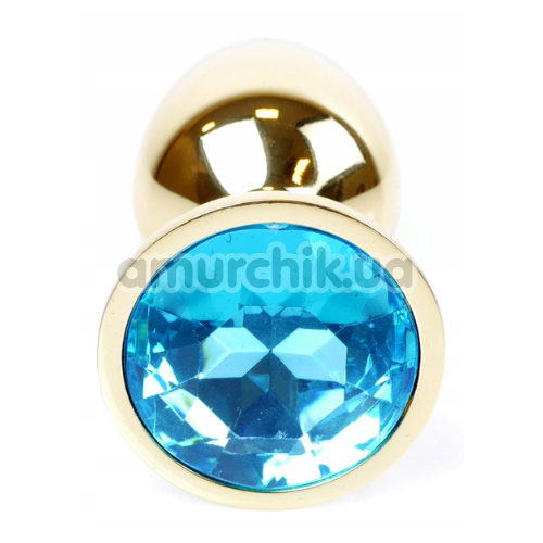 Анальная пробка с голубым кристаллом Exclusivity Jewellery Gold Plug, золотая