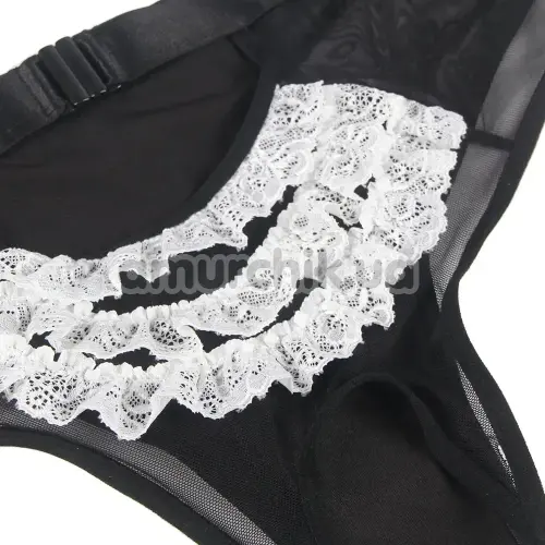 Костюм покоївки Star Night Maid Lace Open Set, чорно-білий: бюстгальтер + трусики + чокер + манжети