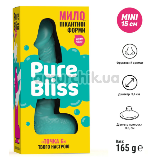 Мыло в виде пениса с присоской Pure Bliss Mini, бирюзовое