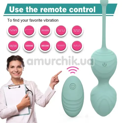 Набор вагинальных шариков с вибрацией Odeco Every Night Toys Audrey, бирюзовый