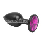 Анальна пробка з рожевим кристалом SWAROVSKI Zcz, чорна матова - Фото №1