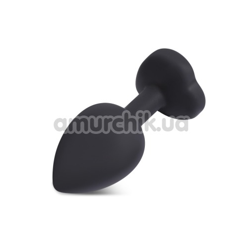 Анальная пробка с прозрачным кристаллом Silicone Jewelled Butt Plug Heart Small, черная