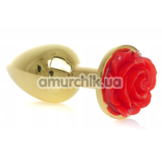 Анальна пробка із червоною трояндою Exclusivity Jewellery Gold Rose Plug, золота - Фото №1