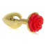 Анальная пробка с красной розочкой Exclusivity Jewellery Gold Rose Plug, золотая - Фото №1