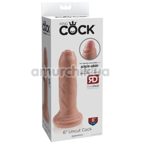 Фаллоимитатор King Cock Uncut Cock, 15 см телесный