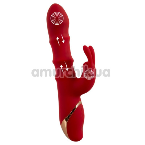 Вибратор Rabbit Vibrator With 3 Moving Rings, красный