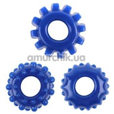 Набір з 3 ерекційних кілець GK Power Gear Up Rings, синій - Фото №1