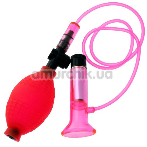 Вакуумная помпа для клитора с вибрацией Clitoral Vibrating Pump, розовая - Фото №1