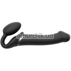Безременевий страпон із вібрацією Strap-On-Me Vibrating Bendable Strap-On L, чорний - Фото №1
